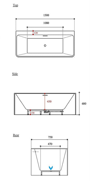 "GABE"  Free-standing Acrylic Bathtub