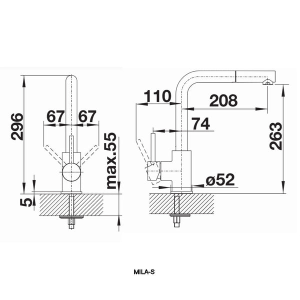 BLANCO - MILA-S Matt Black Kitchen Sink Mixer