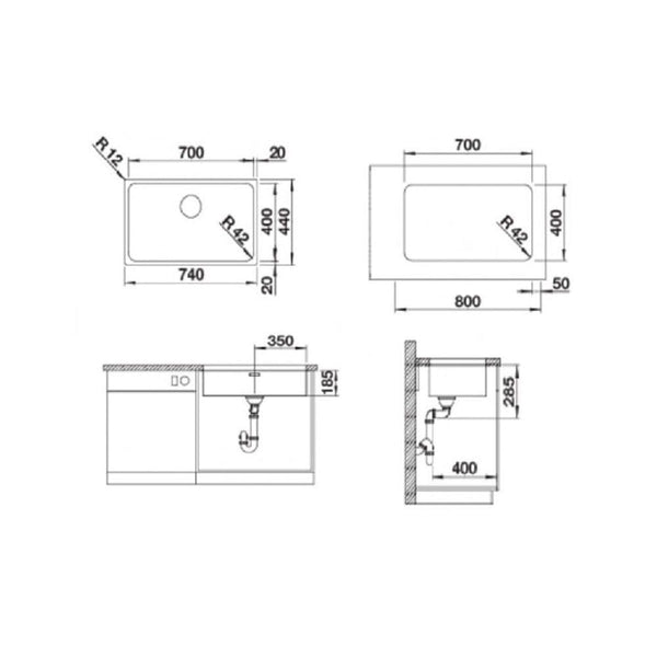 BLANCO - SOLIS 700-U Single-Bowl Stainless Steel Sink