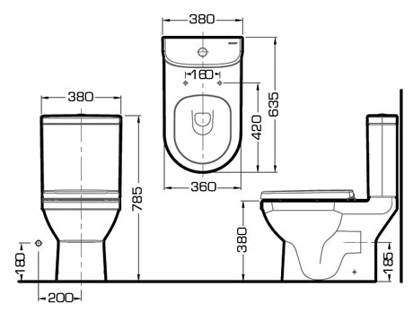 BRAVAT C01019UW-P - Closed-Coupled Water Closet