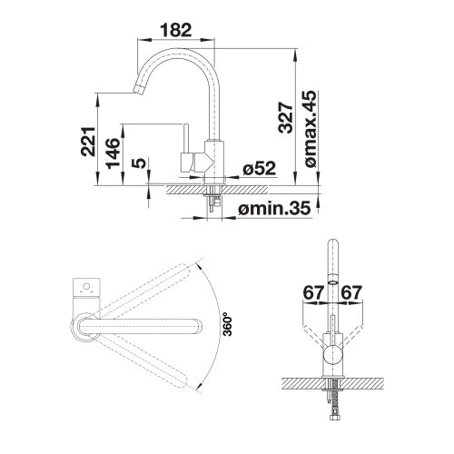BLANCO - MIDA Anthracite Kitchen Sink Mixer