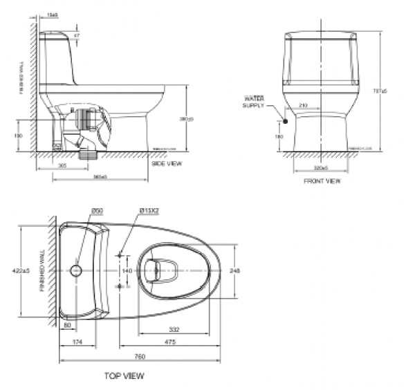 AMERICAN STANDARD "Milano" CL20415 - One-Piece Water Closet
