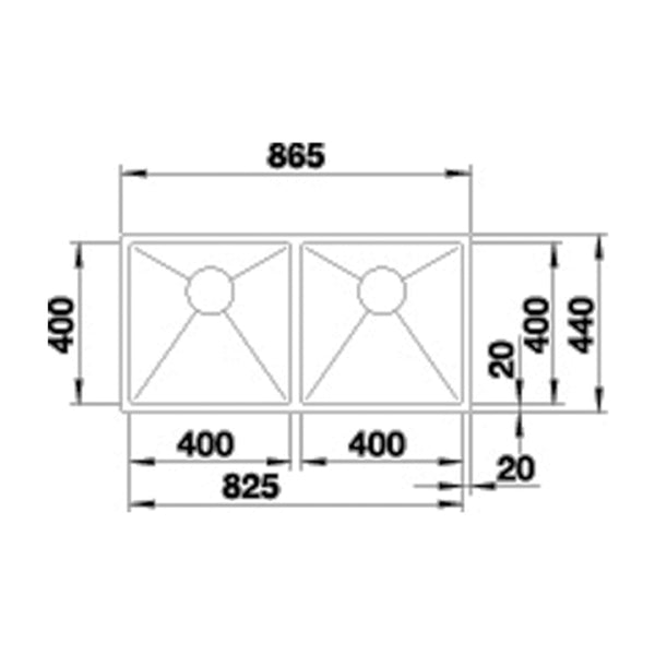 BLANCO - QUATRUS 400/400-IU Double-Bowl Stainless Steel Sink