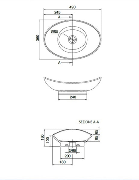 ZEFIRO 50 - Counter-Top Wash Basin