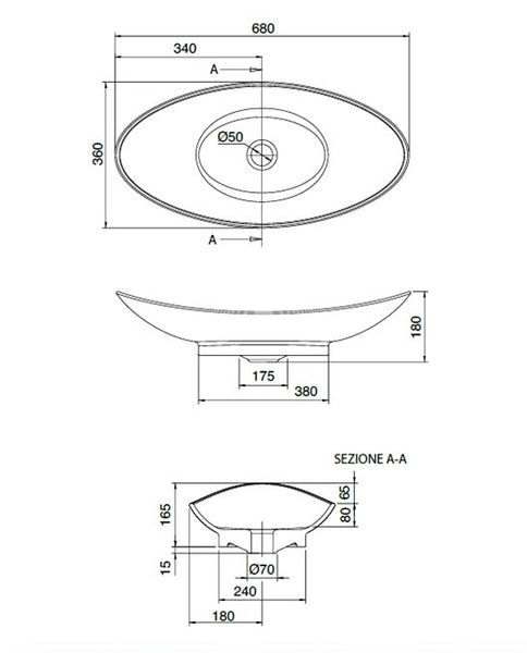 ZEFIRO 70 - Counter-Top Wash Basin
