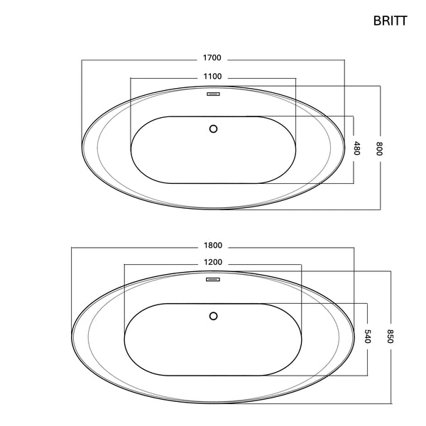 BRITT Free-standing Acrylic Bathtub