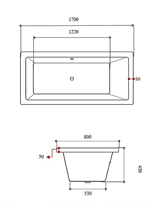 "KERRY"  Built-In (Drop-In) Acrylic Bathtub