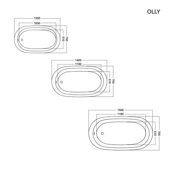 "OLLY"  Free-standing Acrylic Bathtub