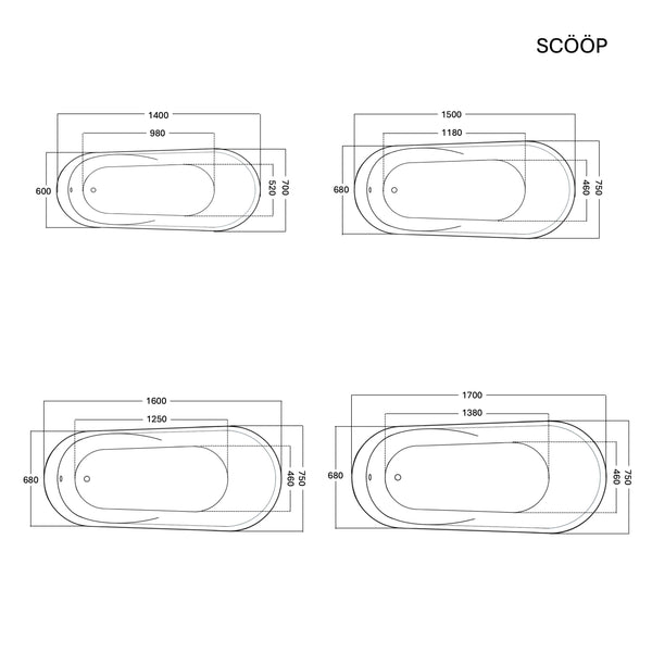 "SCOOP"  Free-standing Acrylic Bathtub