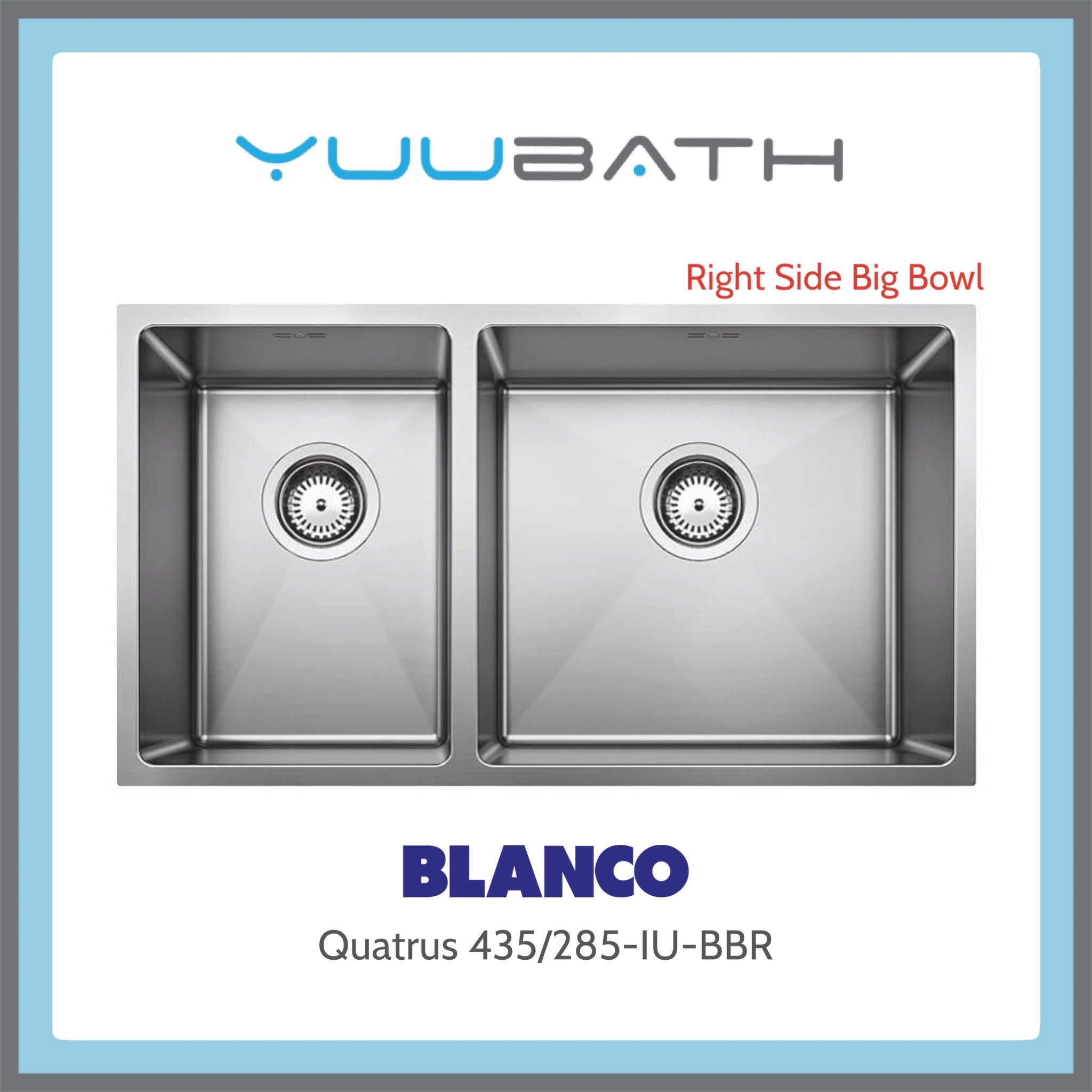 BLANCO - QUATRUS 435/285-IU-BBR Double-Bowl Stainless Steel Sink