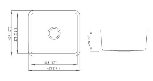 "NC Series" - u-485-NC Single-Bowl Stainless Steel Sink